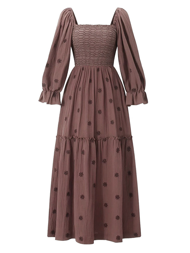 1940s Embroidered Floral Lantern Sleeve Dress, vintage dress, retro fashion, floral print - perfect for women who love vintage and retro fashion
