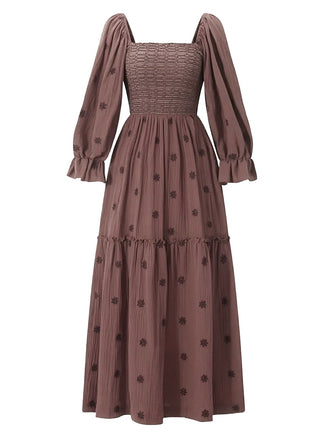 1940s Embroidered Floral Lantern Sleeve Dress, vintage dress, retro fashion, floral print - perfect for women who love vintage and retro fashion