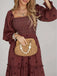 1940s Embroidered Floral Lantern Sleeve Dress