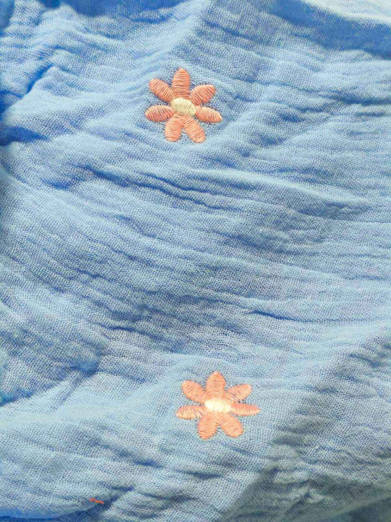 1940s Embroidered Floral Lantern Sleeve Dress
