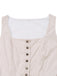 2PCS Beige 1950s Vertical Striped Dress & Floral Apron