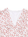 White 1940s Ditsy Floral Ruffled V-Neck Puff Sleeve Dress