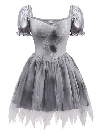 Gray 1950s Ghost Bride Zombie Tutu Dress