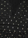 Black 1930s Gold Foil Bow V-Neck Lace Slit Dress
