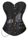 1980s Steampunk Leather Jacquard Floral Strapless Corset