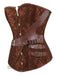1980s Steampunk Leather Jacquard Floral Strapless Corset
