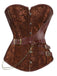1980s Steampunk Leather Jacquard Floral Strapless Corset