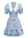 1960s Rose Puff Sleeve Chelsea Collar Mini Dress