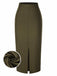 [Pre-Sale] Olive Green 1960s Front Slit Solid Skirt