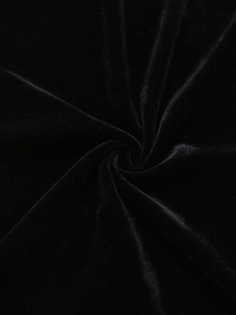 [Pre-Sale] Black 1960s Bat Neckline Velvet Slit Dress