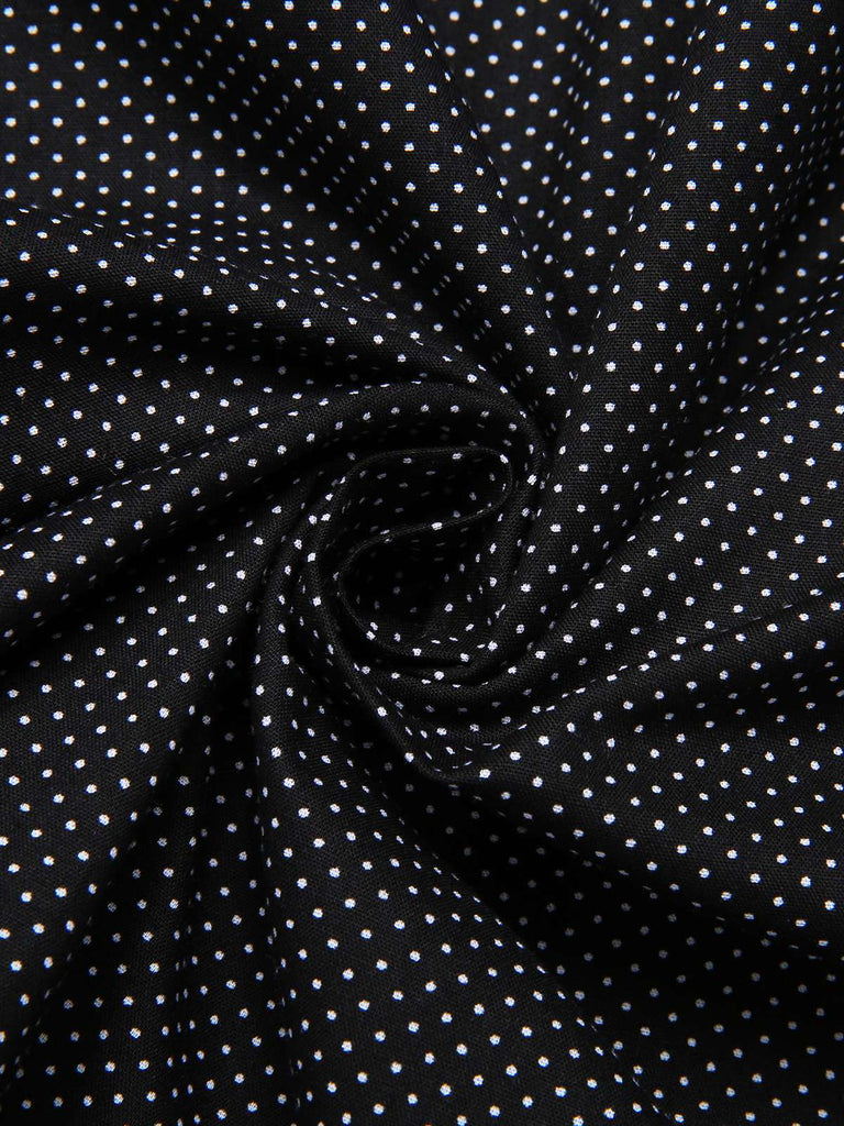 [Pre-Sale] 3PCS Black 1950s Cotton Polka Dot Gingham Dress & Puff Sleeve Crop Top