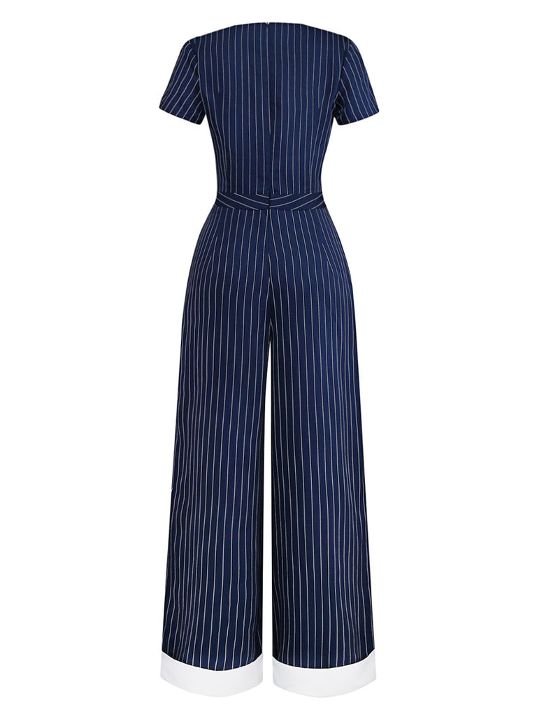 [Pre-Sale] 1930s Blue Striped Lapel Jumpsuit