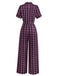 [Pre-Sale] Black&Pink 1940s Lapel Plaids Jumpsuit