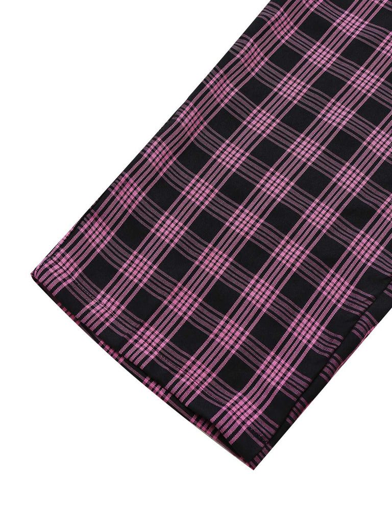 [Pre-Sale] Black&Pink 1940s Lapel Plaids Jumpsuit