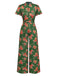 [Pre-Sale] Green 1940s Rose Ruffled Polka Dot Button Jumpsuit