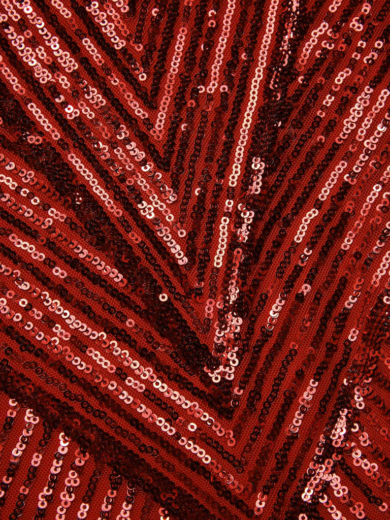 [Pre-Sale] Red 1920s Halter Sequined Beaded Maxi Dress