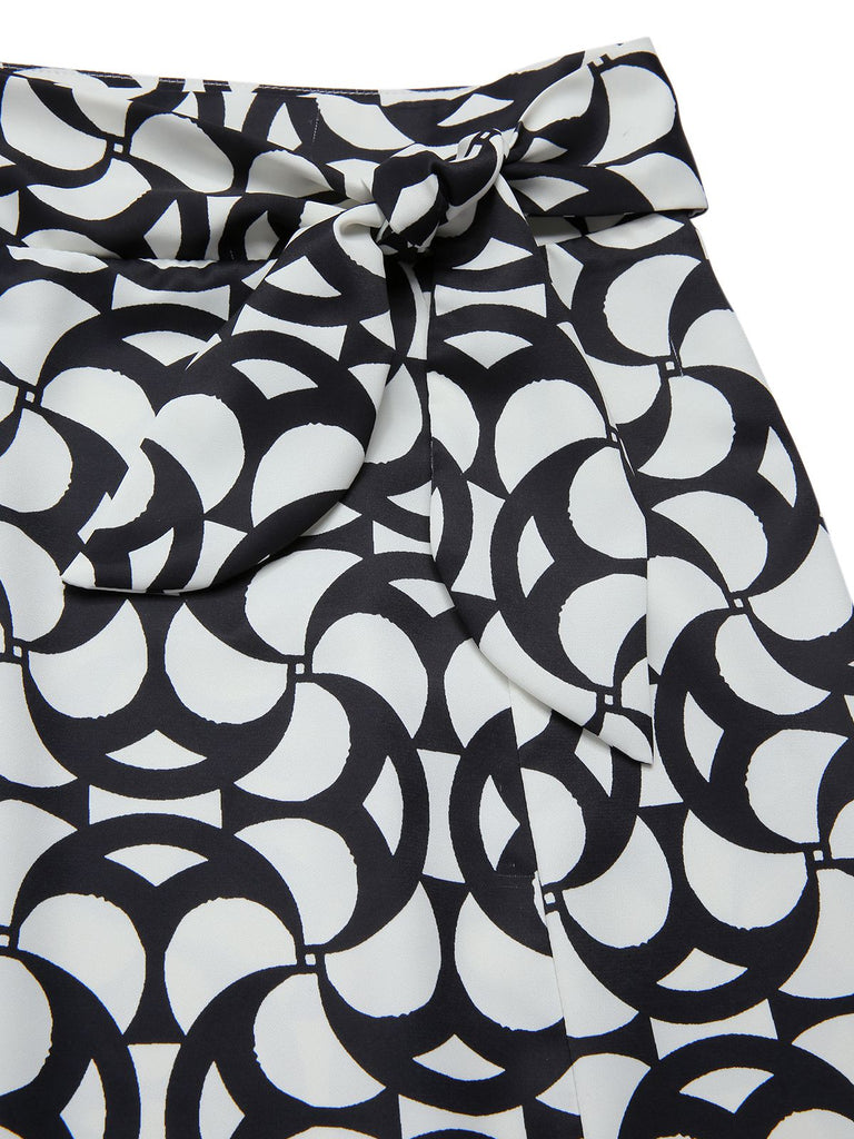 [Pre-Sale] 1940s Geometric Print Twist Slit Skirt