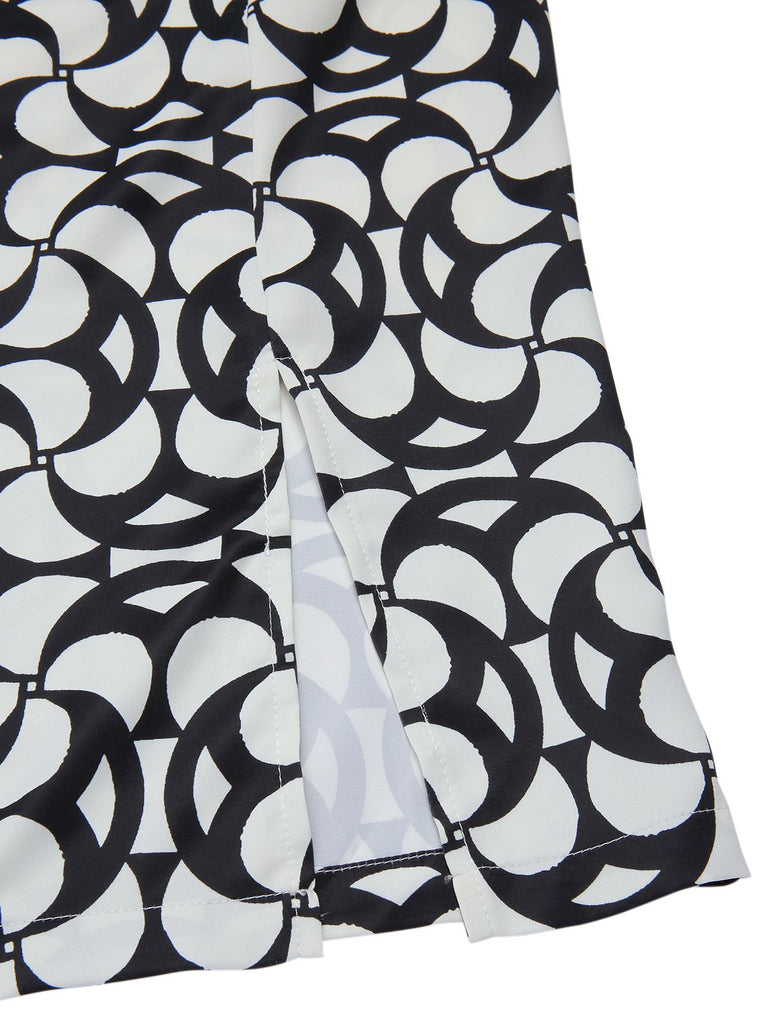 [Pre-Sale] 1940s Geometric Print Twist Slit Skirt
