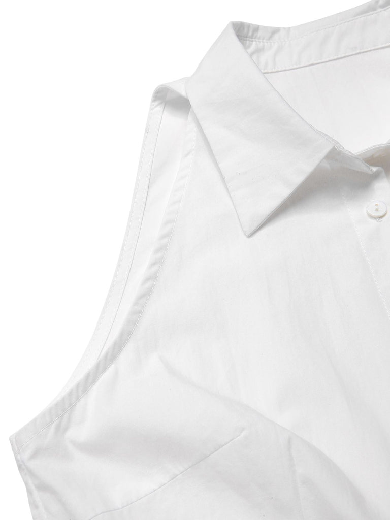 [Pre-Sale] White 1940s Sleeveless Office Style Blouse