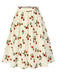 [Pre-Sale] White 1950s Red Rose Ruched Skirt