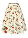 [Pre-Sale] White 1950s Red Rose Ruched Skirt