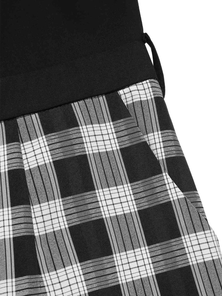 [Pre-Sale] Black 1980s Punk Plaid Chain Buckle Halter Cutout Jumpsuit