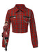 [Pre-Sale] Red 1980s Plaid Patchwork Chain Punk Jacket