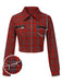 [Pre-Sale] Red 1980s Plaid Patchwork Chain Punk Jacket