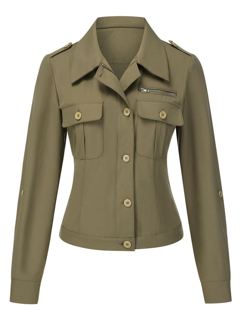 [Pre-Sale] Military Green 1950s Lapel Collar Shirt Jacket