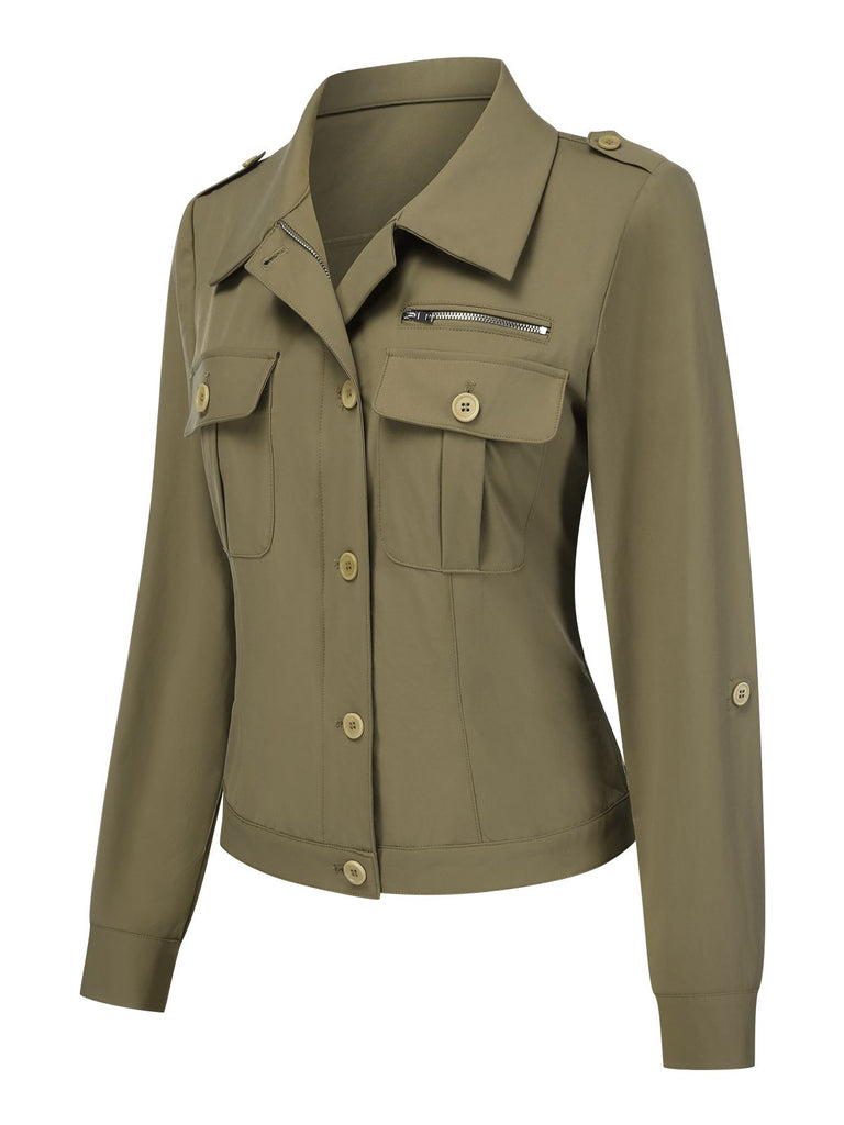 [Pre-Sale] Military Green 1950s Lapel Collar Shirt Jacket