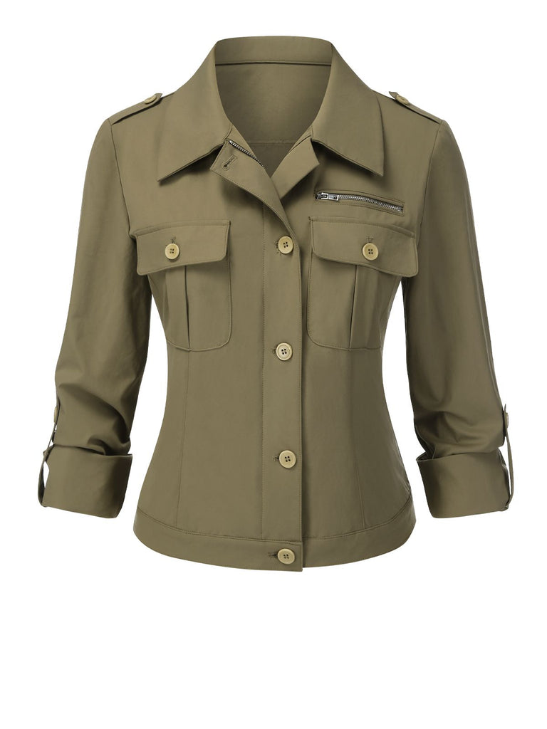 [Pre-Sale] Military Green 1950s Lapel Collar Shirt Jacket
