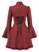 [Pre-Sale] Red 1960s Gothic Plaid Flared Sleeve Lace-Up Dress