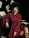 [Pre-Sale] Red 1960s Gothic Plaid Flared Sleeve Lace-Up Dress