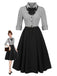 [Pre-Sale] 1950s Houndstooth Detachable Bow Collar Dress