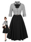 [Pre-Sale] 1950s Houndstooth Detachable Bow Collar Dress