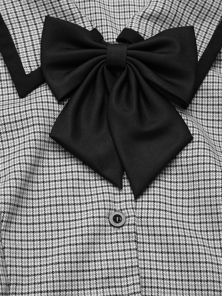 [Pre-Sale] 1950s Houndstooth Detachable Bow Collar Dress