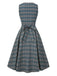 [Pre-Sale] 2PCS Gray 1950s Plaid Ruffled Dress & Cotton Blouse