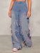 Light Blue 1950s Bow Wide Leg Jeans