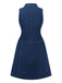 Deep Blue 1970s Denim Lapel Sleeveless Button Dress