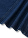 Deep Blue 1970s Denim Lapel Sleeveless Button Dress