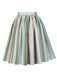Gray Green 1950s Bow Colorful Stripe Skirt