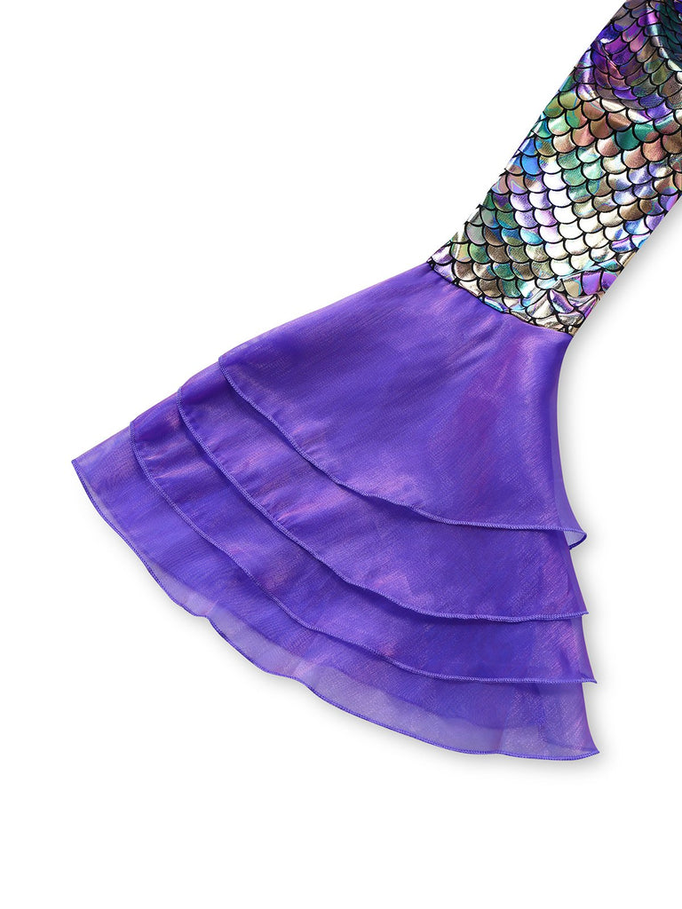 Purple 1930s Halloween Vampire Fish Scales Mermaid Dress