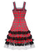 1960s Scottish Tartan Lace-Up Wide-Strap Dress