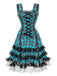 1960s Scottish Tartan Lace-Up Wide-Strap Dress