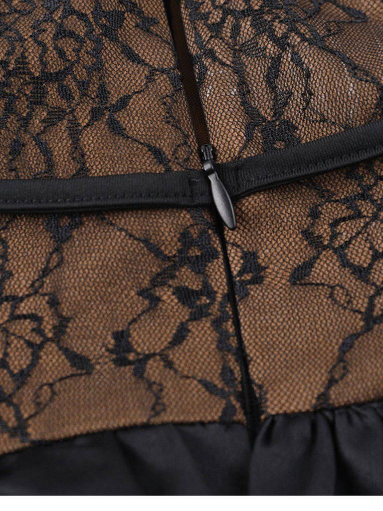 2PCS Black 1960s Lace Cover-Up & Puffy Dress