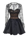 2PCS Black 1960s Lace Cover-Up & Puffy Dress