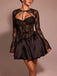 2PCS Black 1960s Lace Cover-Up & Puffy Dress