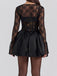 2PCS Black 1960s Lace Cover-Up & Puffy Dress