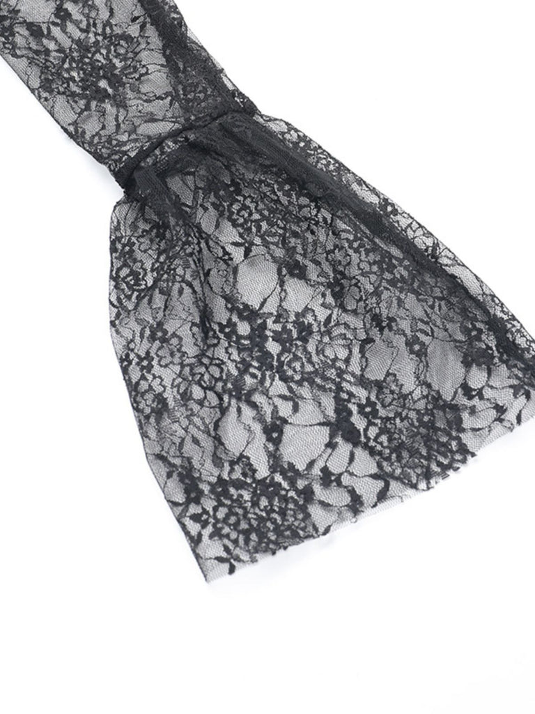 2PCS Black 1960s Lace Cover-Up & Puffy Dress