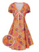 [Pre-Sale] Orange 1970s Psychedelic Print Bow Mini Dress